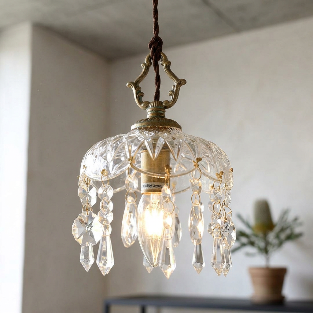 Elara Haus Antique Crystal Pendant Light