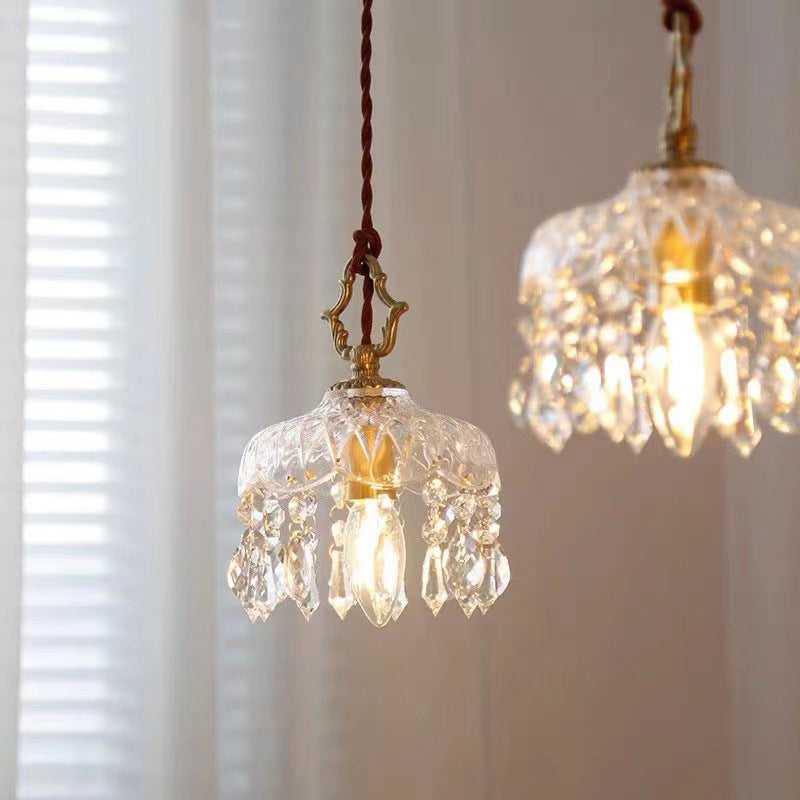 Vintage Decorative Floral Crystal 1-Light Pendant Light 1