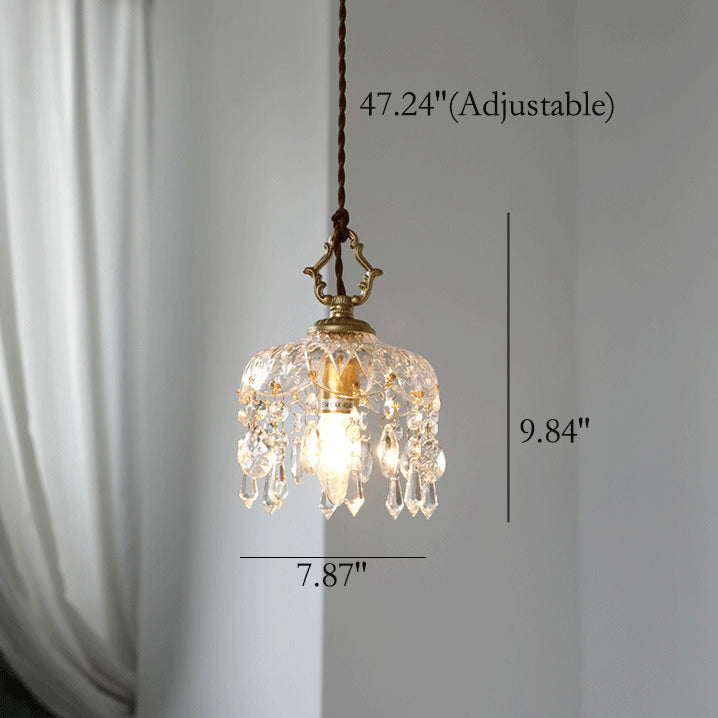 Vintage Decorative Floral Crystal 1-Light Pendant Light 4