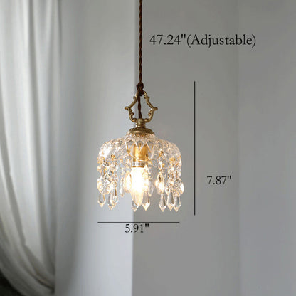 Vintage Decorative Floral Crystal 1-Light Pendant Light 5