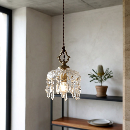 Elara Haus Antique Crystal Pendant Light