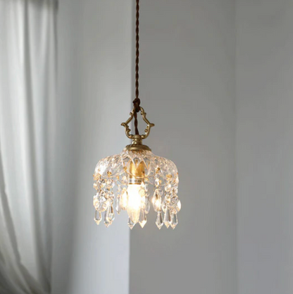 Vintage crystal pendant lamp with decorative icicles 0