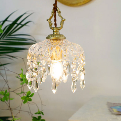 Vintage crystal pendant lamp with decorative icicles 1