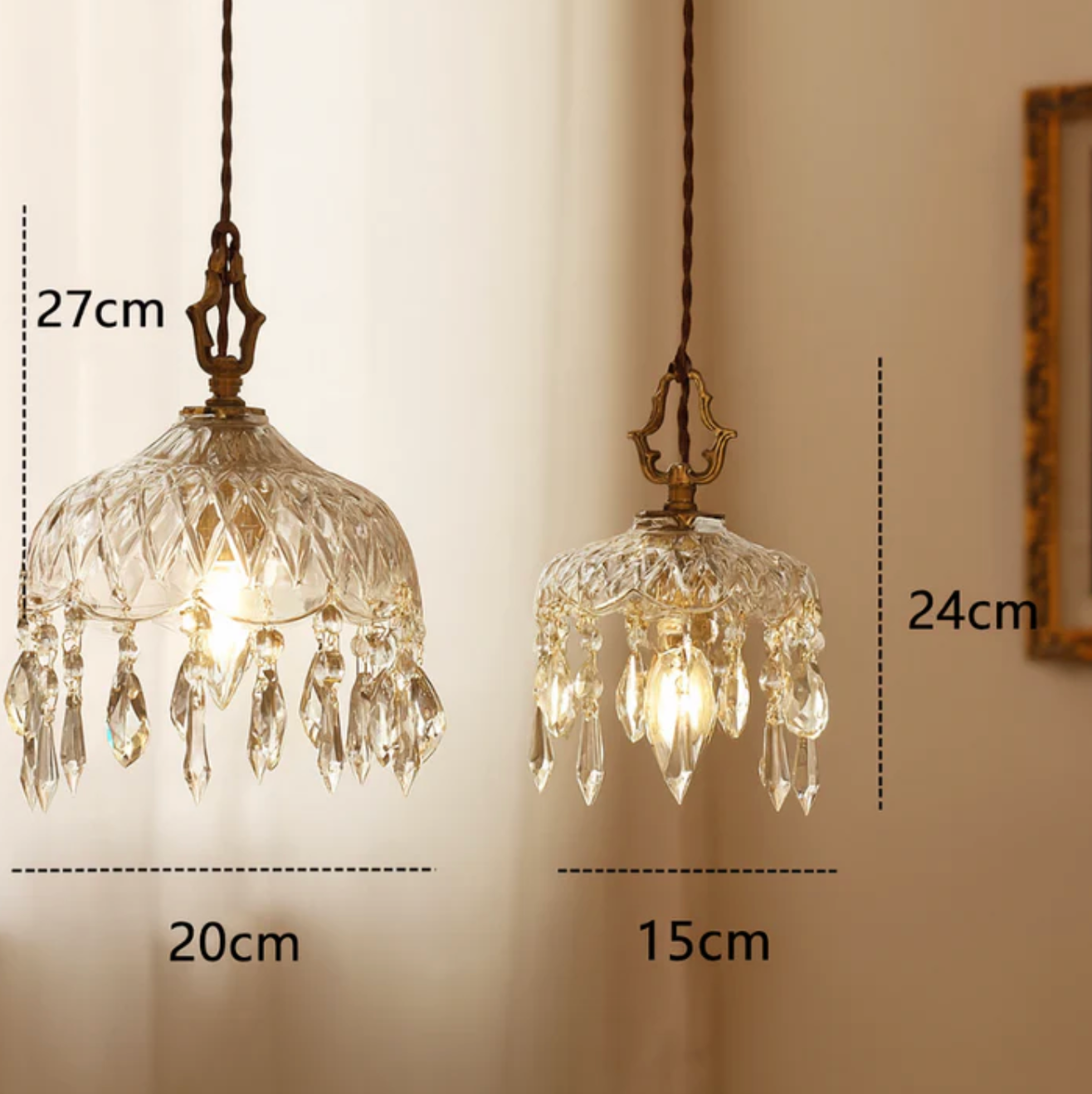 Vintage crystal pendant lamp with decorative icicles 2