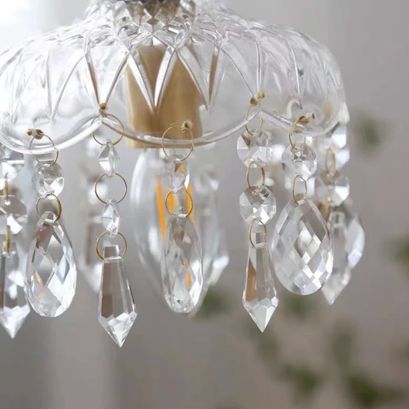 Vintage crystal pendant lamp with decorative icicles 3