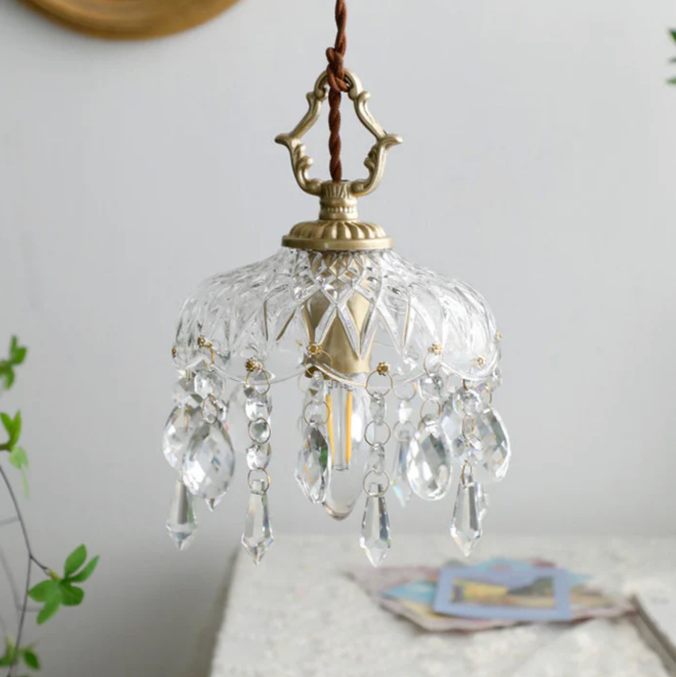 Vintage crystal pendant lamp with decorative icicles 5