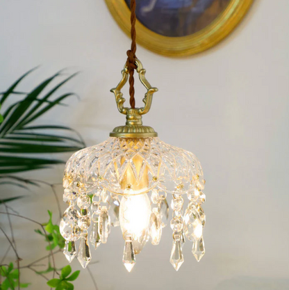 Vintage crystal pendant lamp with decorative icicles 7