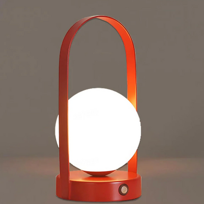 LED table lamp with a spherical shade – a modern decorative lamp with a button 2