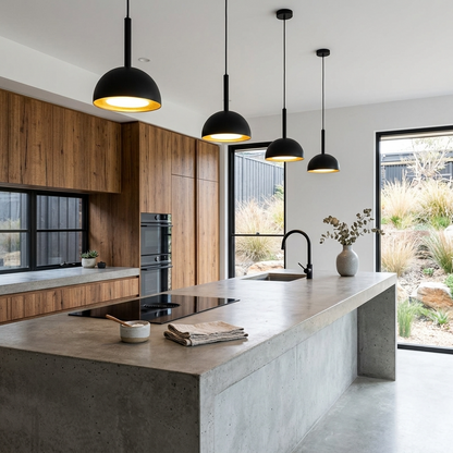 Elara Haus Architectural Black Hemisphere Pendant