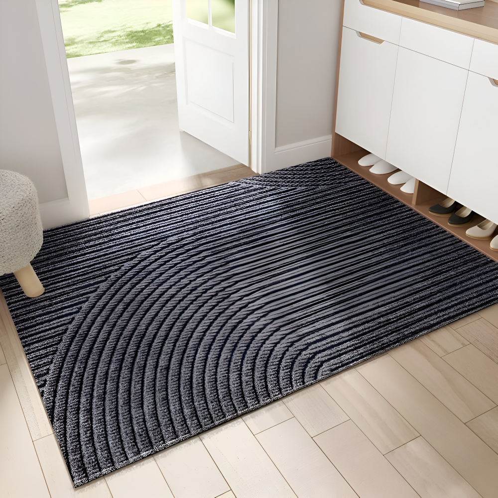 Velione - Rectangular PVC Non-Slip Doormat with Geometric Pattern 2