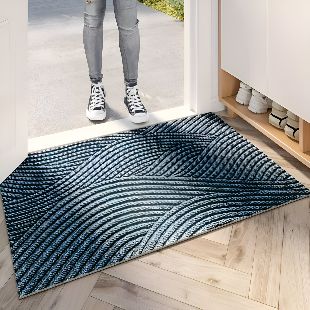 Velione - Rectangular PVC Non-Slip Doormat with Geometric Pattern 7