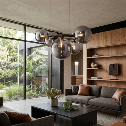 Elara Haus Architectural Smoked Glass Statement Chandelier