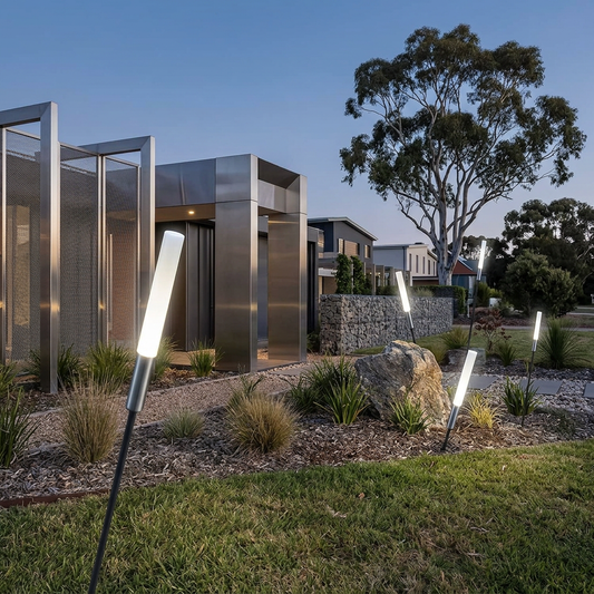 Elara Haus Architectural Stainless Steel Solar LED Landscape Stake Lights