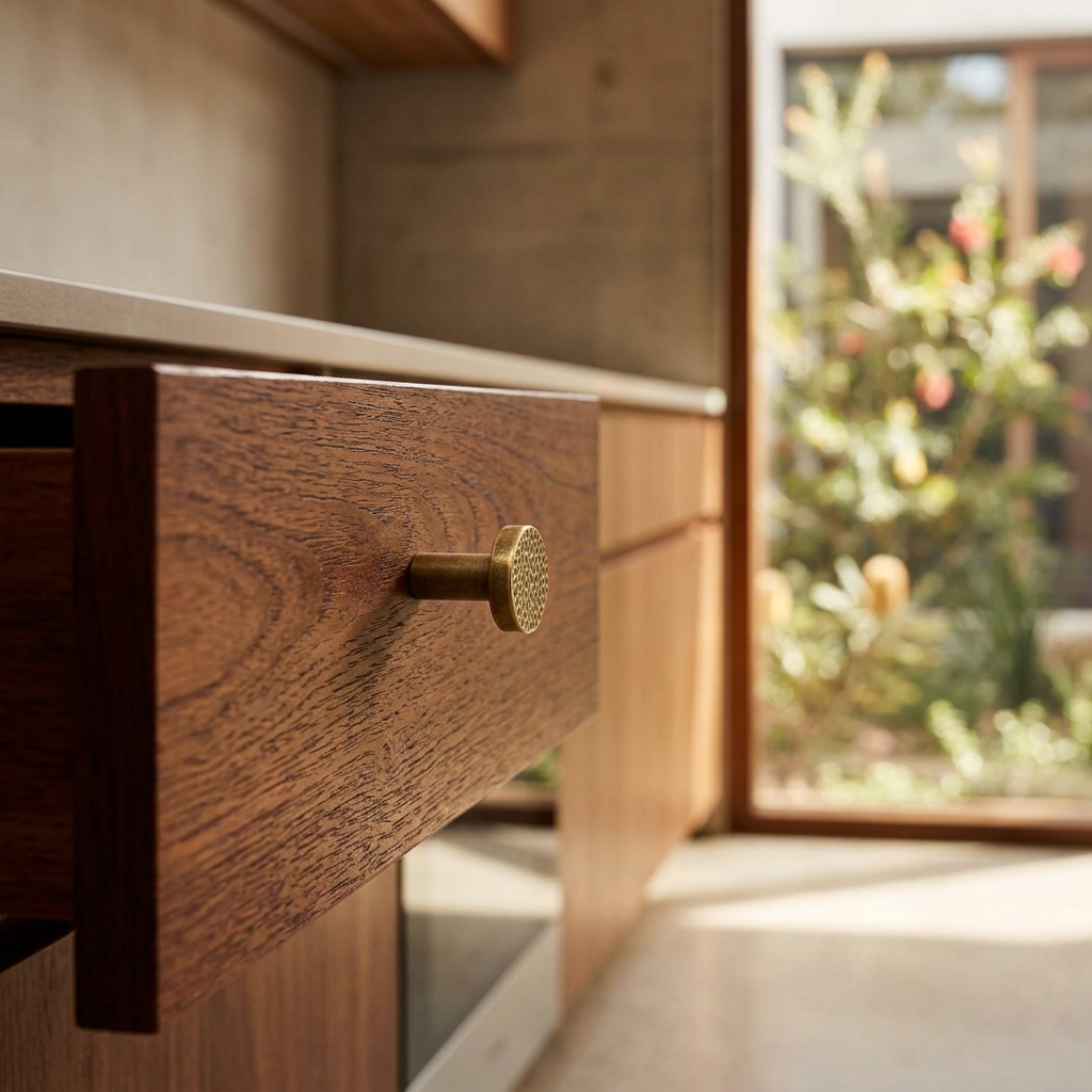 Elara Haus Architectural Textured Brass Drawer Knob
