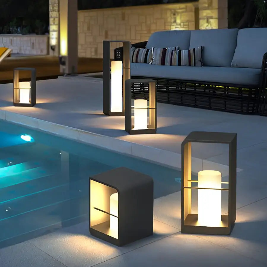 Modern LED Garden Lamp in a Geometric Frame 1