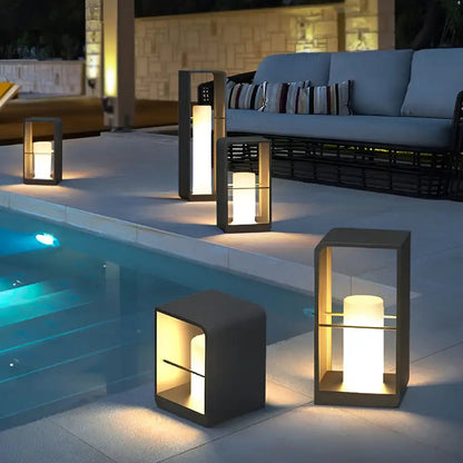 Modern LED Garden Lamp in a Geometric Frame 1