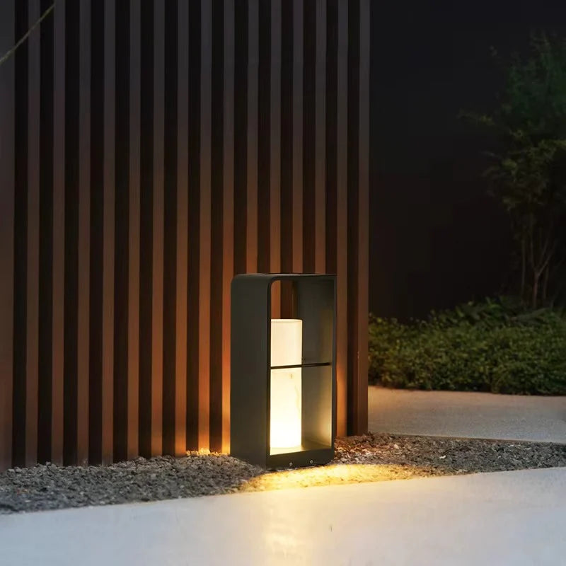 Modern LED Garden Lamp in a Geometric Frame 3