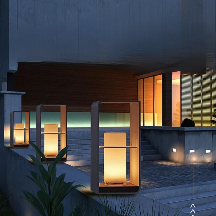 Modern LED Garden Lamp in a Geometric Frame 5