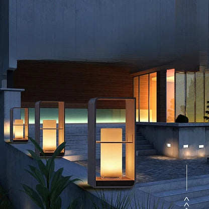 Modern LED Garden Lamp in a Geometric Frame 5