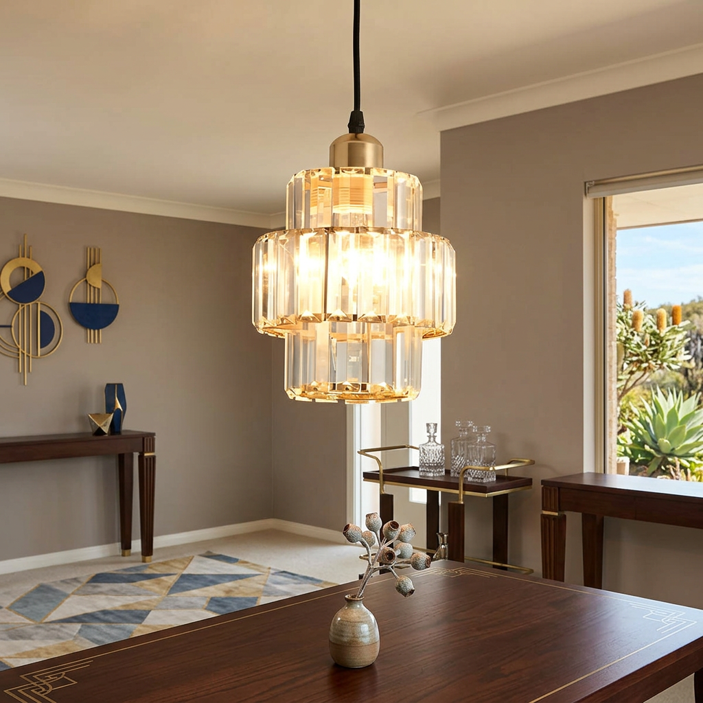 Elara Haus Art Deco Crystal Tiered Pendant