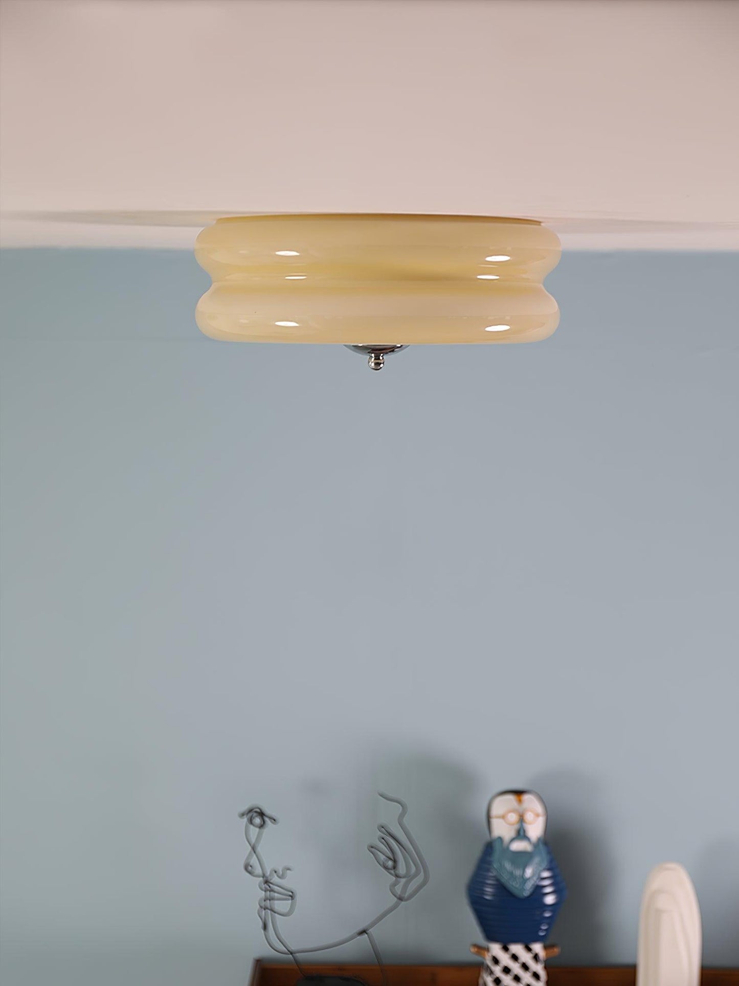 Elara Haus Art Deco Style Brass Ceiling Light - Vintage Look Glass Pendant