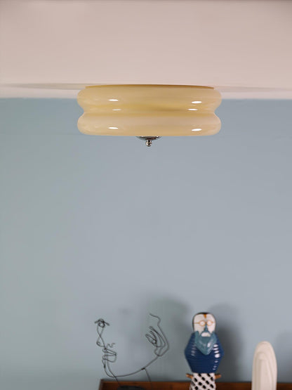 Elara Haus Art Deco Style Brass Ceiling Light - Vintage Look Glass Pendant