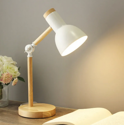 Elara Haus Articulated Wood Table Lamp - Modern Adjustable Reading Light