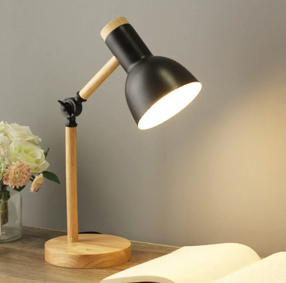 Elara Haus Articulated Wood Table Lamp - Modern Adjustable Reading Light