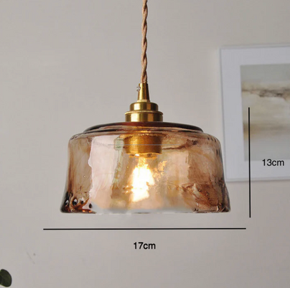 Amber Art Glass Pendant Lamp with Brass Finish 3