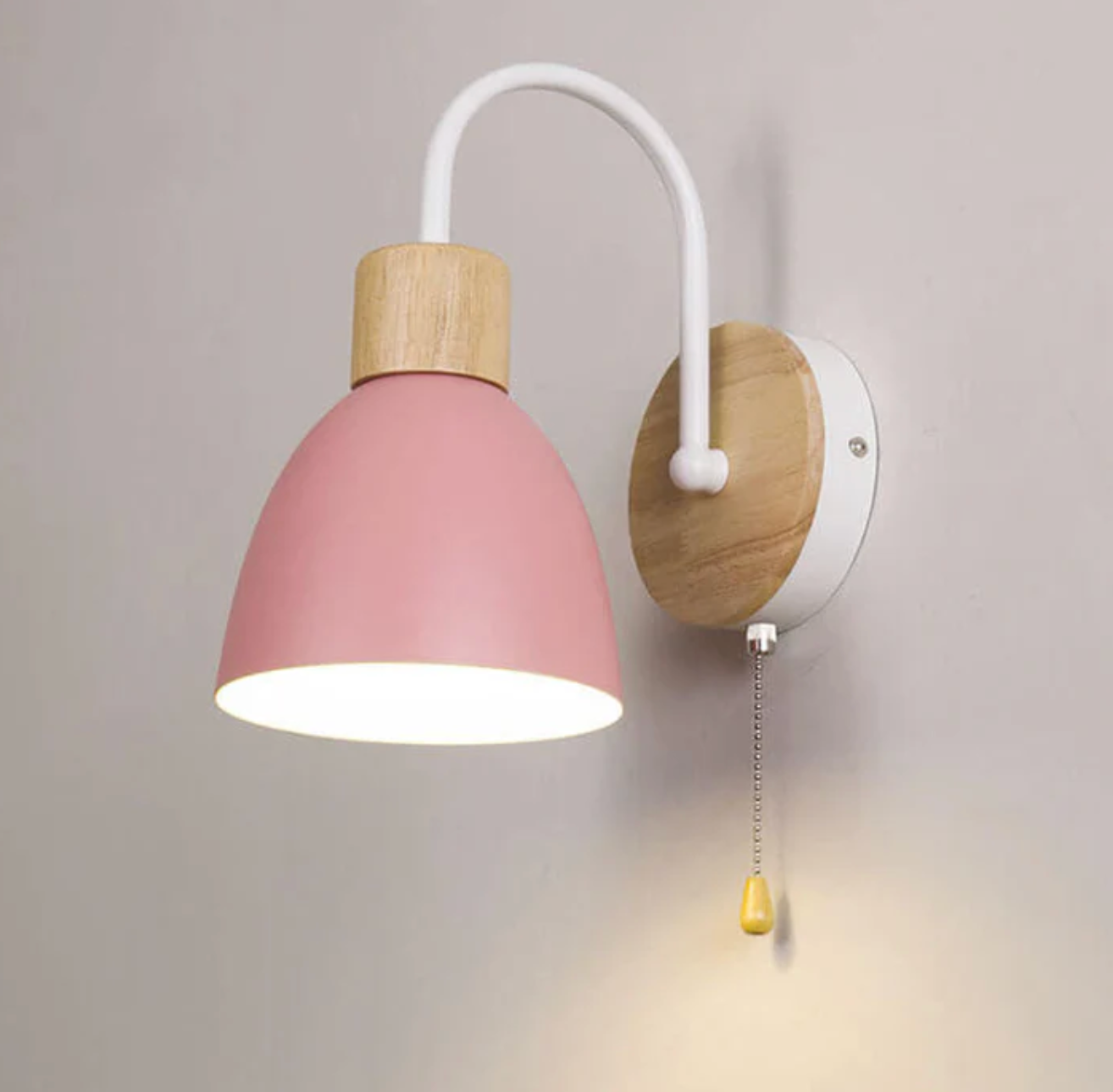 Modern wall lamp with wooden accent and chain 9