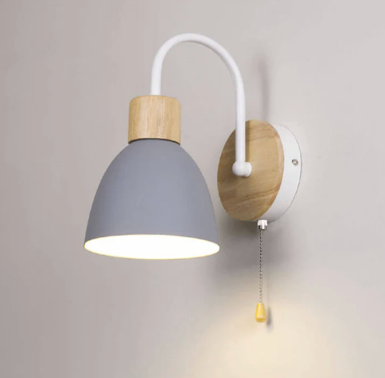 Modern wall lamp with wooden accent and chain 10
