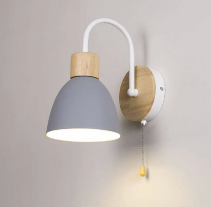 Modern wall lamp with wooden accent and chain 10
