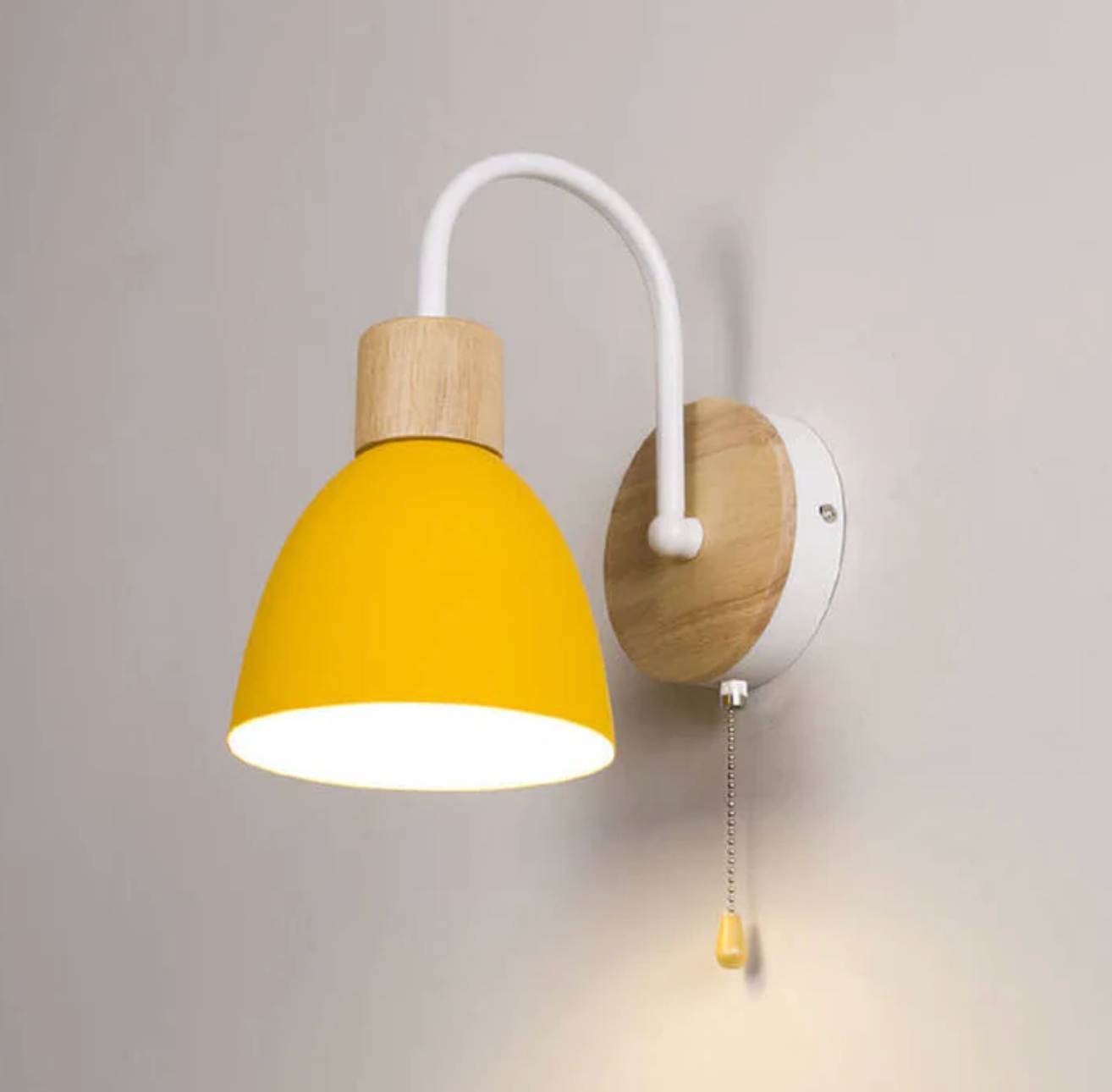 Modern wall lamp with wooden accent and chain 11