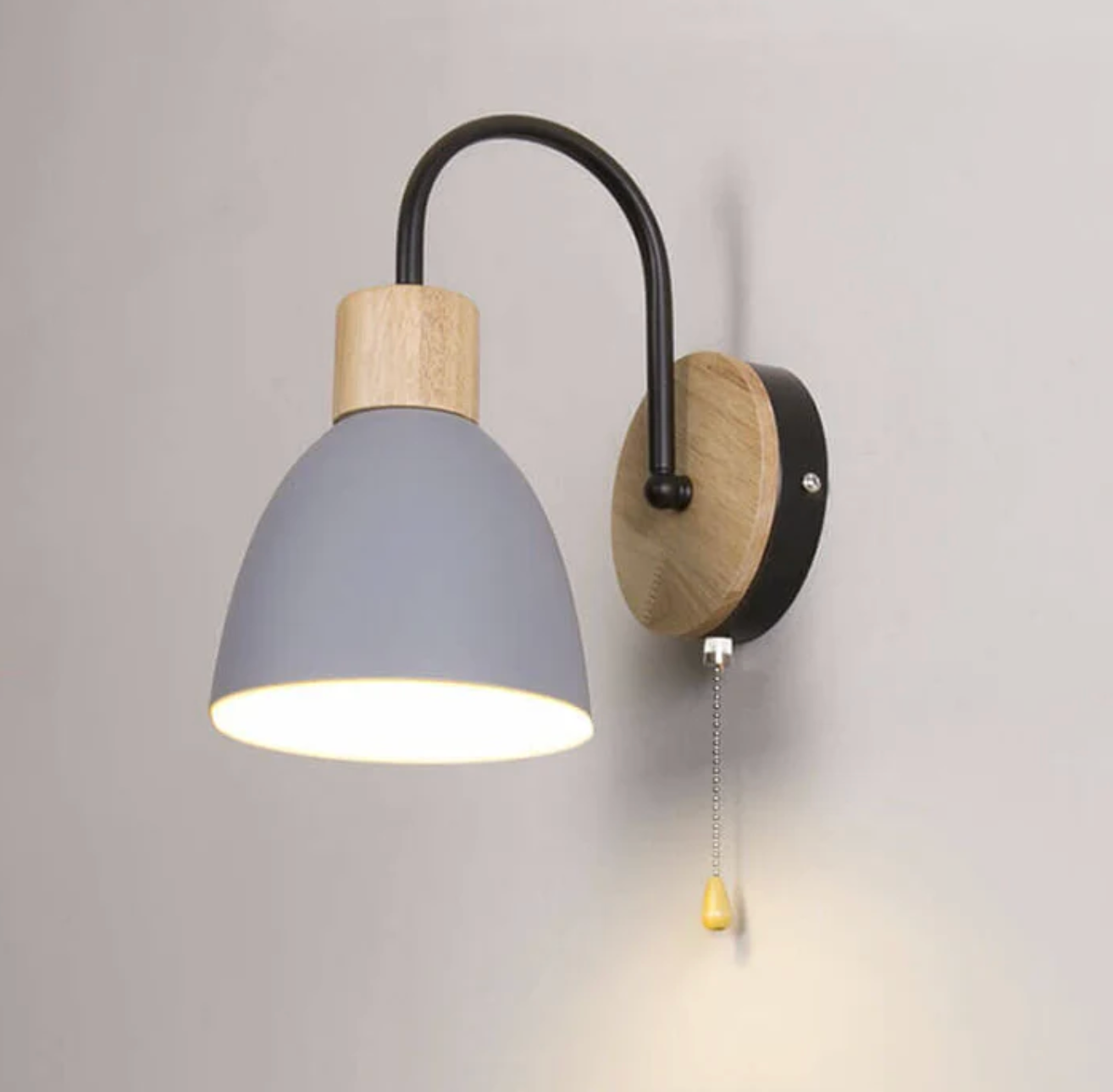 Modern wall lamp with wooden accent and chain 3