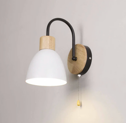 Modern wall lamp with wooden accent and chain 6