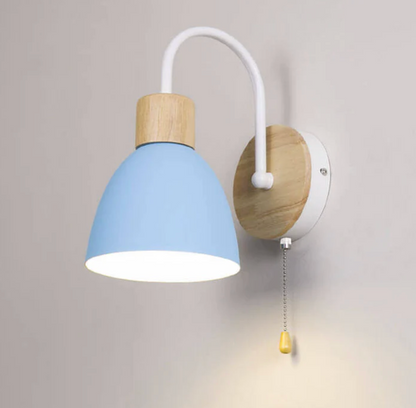 Modern wall lamp with wooden accent and chain 7