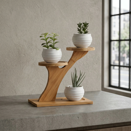 Elara Haus Artisanal Bamboo Branch Plant Stand