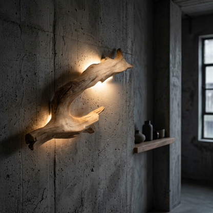 Elara Haus Artisanal Driftwood Sculptural Wall Sconce