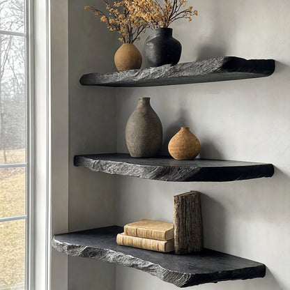 Handcraft Live Edge Black Floating Shelves SILDTFL031 2