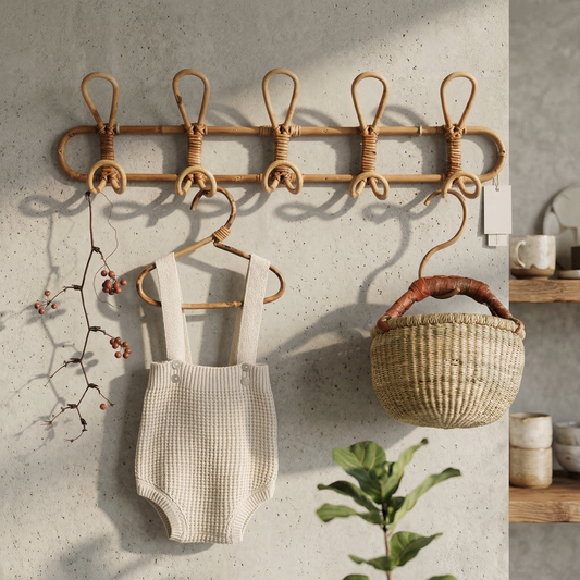 Elara Haus Artisanal Rattan Braided Wall Hooks