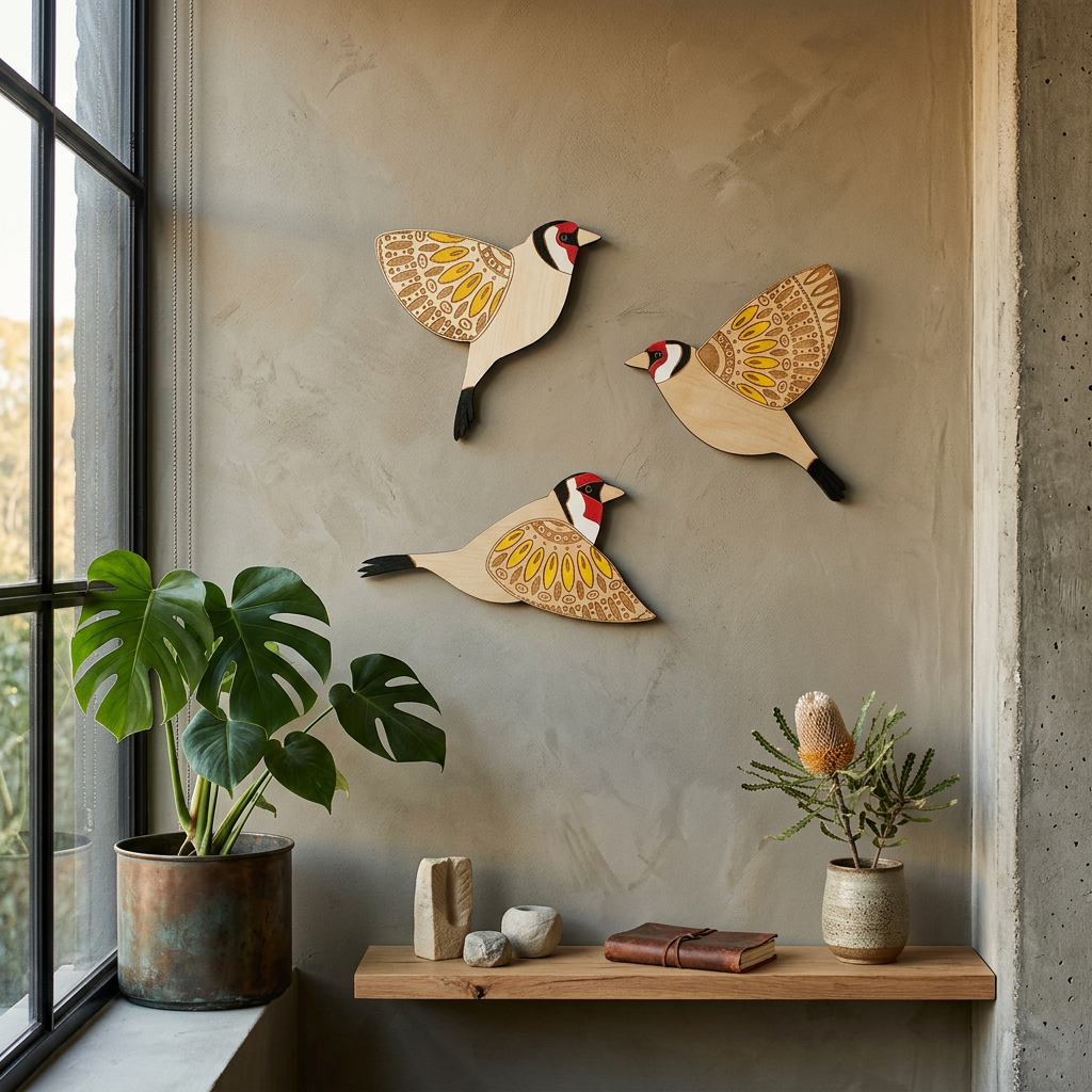 Elara Haus Artisanal Timber Bird Wall Decor Set