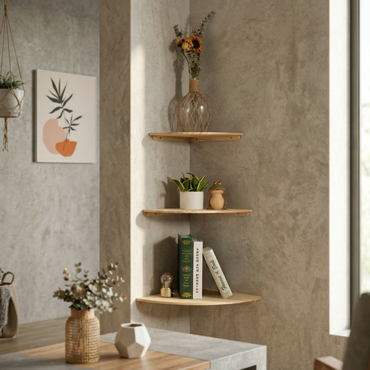 Elara Haus Artisanal Timber Corner Floating Shelf