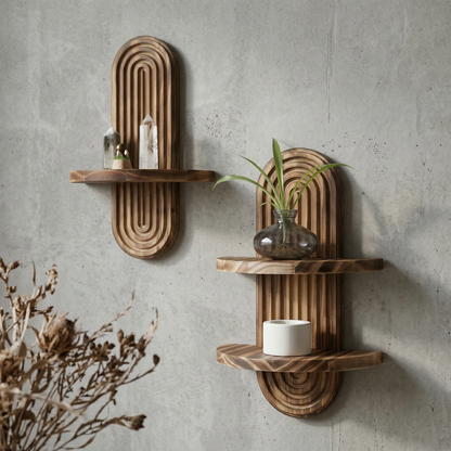 Elara Haus Artisanal Timber Fluted Arch Shelf