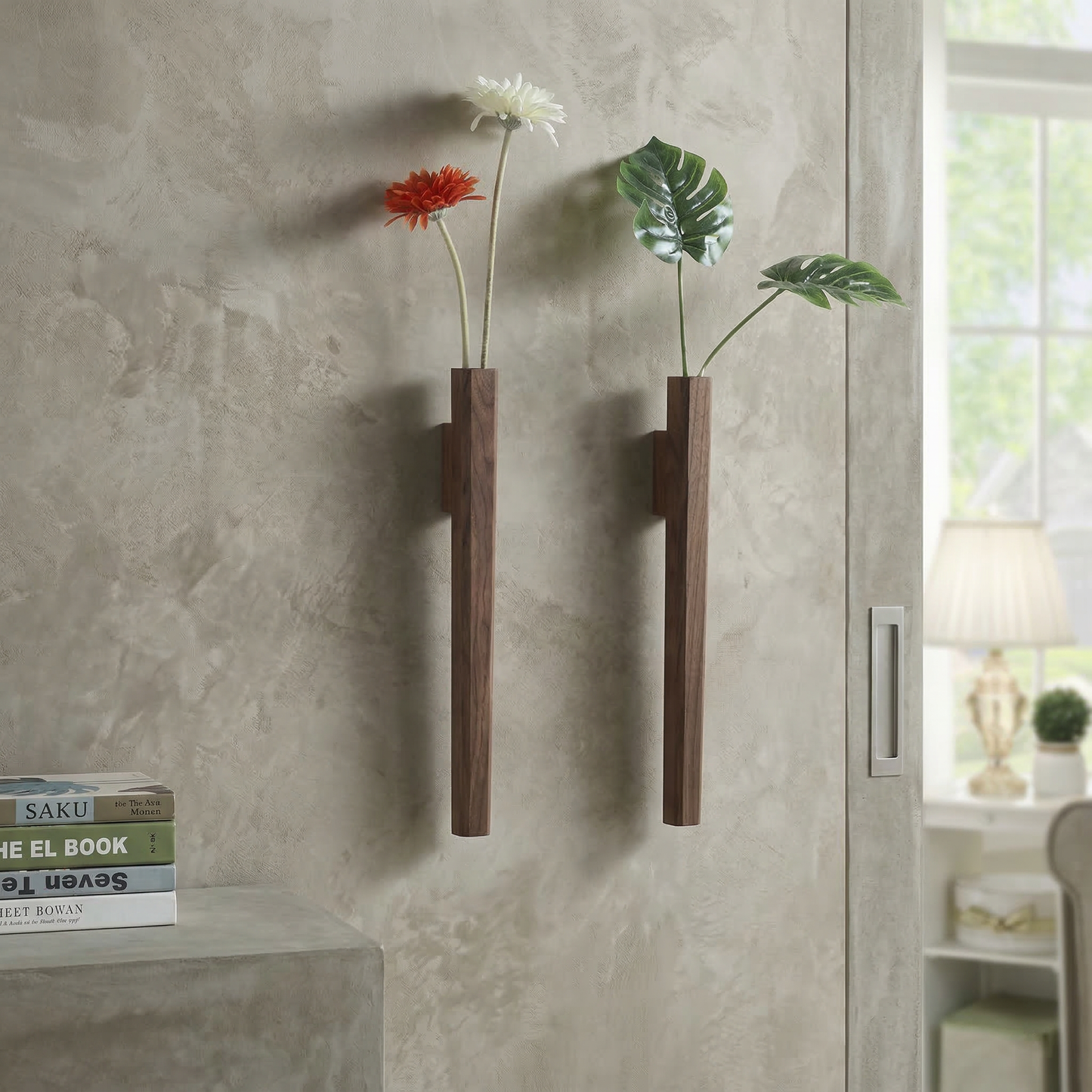 Elara Haus Artisanal Timber Slimline Wall Vase