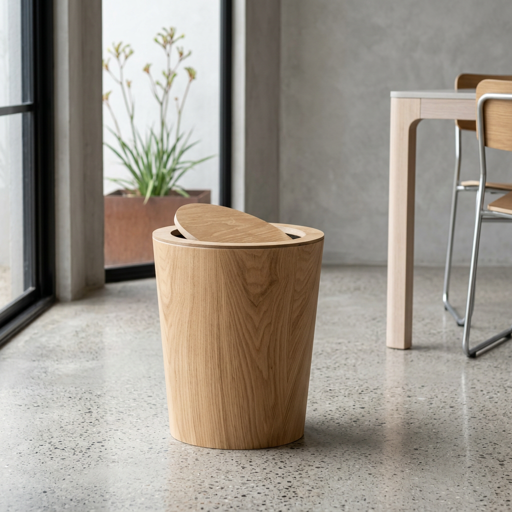 Elara Haus Artisanal Timber-Style Rotating Waste Bin