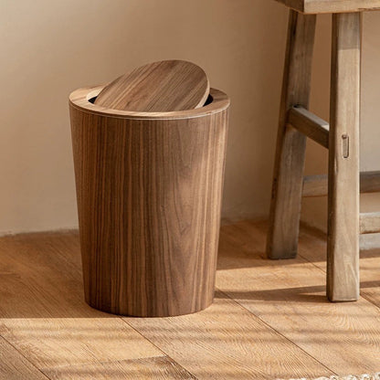 Wooden-Style Trash Bin with Optional Rotating Lid – Modern & Functional Design 1