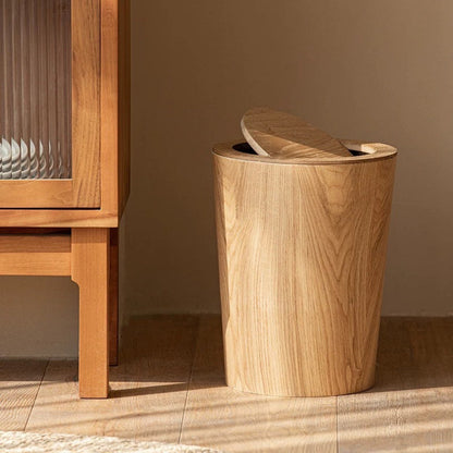 Wooden-Style Trash Bin with Optional Rotating Lid – Modern & Functional Design 4