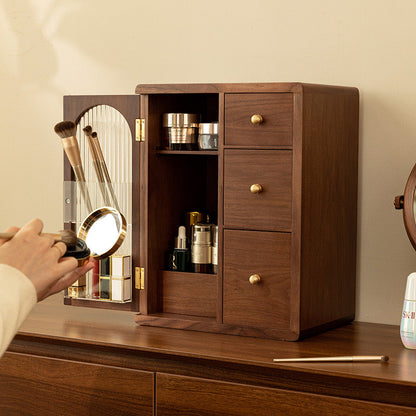 Luxury Wooden Makeup Organizer with Drawers and Brush Holder – Elegant Storage for Cosmetics and Skincare 1