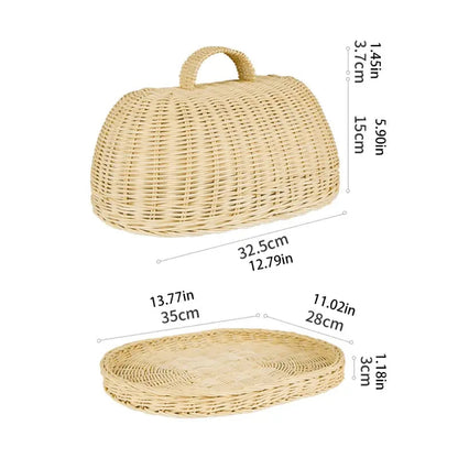 Rattan Bread Basket | Dust-Proof Cover & Kitchen Organizer 4