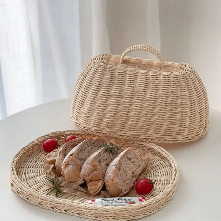 Rattan Bread Basket | Dust-Proof Cover & Kitchen Organizer 5